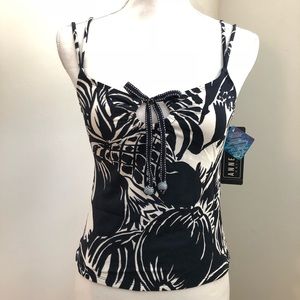 NWT Anne Cole Collection Navy/White tankini top 6